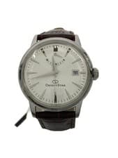 Orient Star Quartz Analog Watch Leather White Brown Mens Timepiece Classic