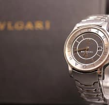 [Near MINT w/Box] BVLGARI Solo tempo ST29S Date Black Dial Ladies Quartz Watch