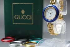 [Near MINT w/ Box] GUCCI Change Bezel 11/12 6 Colors Quartz Gold Women’s Watch