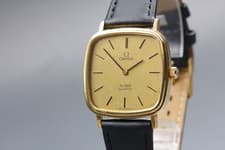 Vintage [Near MINT] Omega DeVill  31mm Gold Tank Mens Quartz Watch From JAPAN