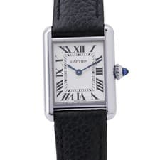 CARTIER tank mast SM 29.5mmx22mm Stainless Steel/Leather Silver Dial WSTA0042