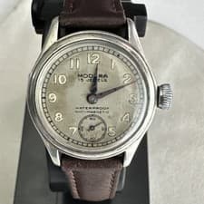 GENTS MODERA RARE 1940s Vintage 15 Jewels  Military Style Watch STERLING CASE