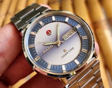RARE VINTAGE RADO SILVER STAR WRISTWATCH 1970'S AUTOMATIC GENTS BLUE DIAL.