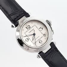 Mint Cartier de Pasha C Silver Concentric Dial Steel 35mm Watch 2324 W31043M7