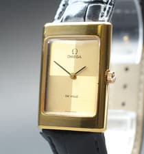 1972 Near MINT OMEGA De Ville 25mm 111.0112 Manual Gold Dial Tank Men's Vintage