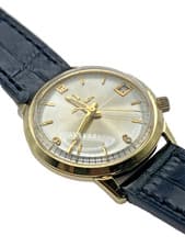 Bulova 34mm Accutron Gold plate Bezel N4 Italian Leather Band Recent Serviced
