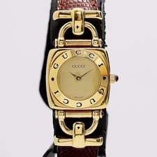 Gucci Horsebit 6300L Quartz Gold Dial Women Watch Working Luxury Authentic