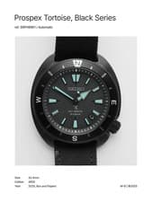 Rare Seiko Prospex SRPH99K1 Black Series Night Vision Tortoise Land Diver Black