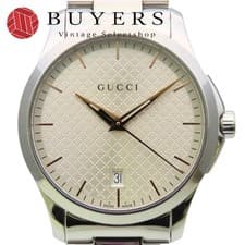 Gucci G-Timeless 126.4 Stainless Steel Watch Silver Dial Diamante Used