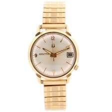 Vintage 34mm 1972 Bulova 2661 Accutron Date Tuning Fork Wristwatch USA 14k GF