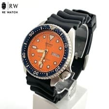 Seiko 7548-7000 Quartz Dive Watch Orange Dial Rubber Strap 200m