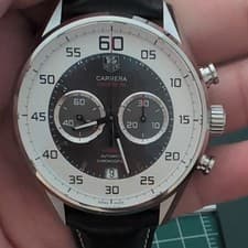 TAG Heuer Carrera Calibre 36 Chronograph Automatic Men's Leather Watch, 31 Jewe…