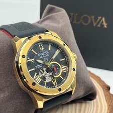 Bulova Marine Star 98A272 Black Dial Rubber Strap Men's Watch Automatic Watch