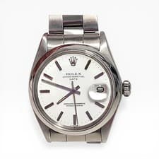 Rolex Date 34 mm Steel Oyster White Dial Automatic Watch 1500 Circa 1973