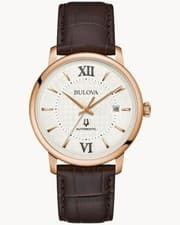*BRAND NEW* Bulova Hudson Auto Silver Dial Rose-tone Case Men's Watch 97B225