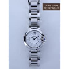 Cartier Ballon Bleu de Cartier 28mm W4BB0029 Silver Diamond Dial NEW Box Papers