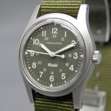 Overhauled [N MINT] HAMILTON Khaki 9415A 33mm Green Military Manual Men's Watch
