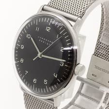 Junghans Max Bill Hand Winding Watch Men SS Black Dial Minimalist Analog Bauhaus