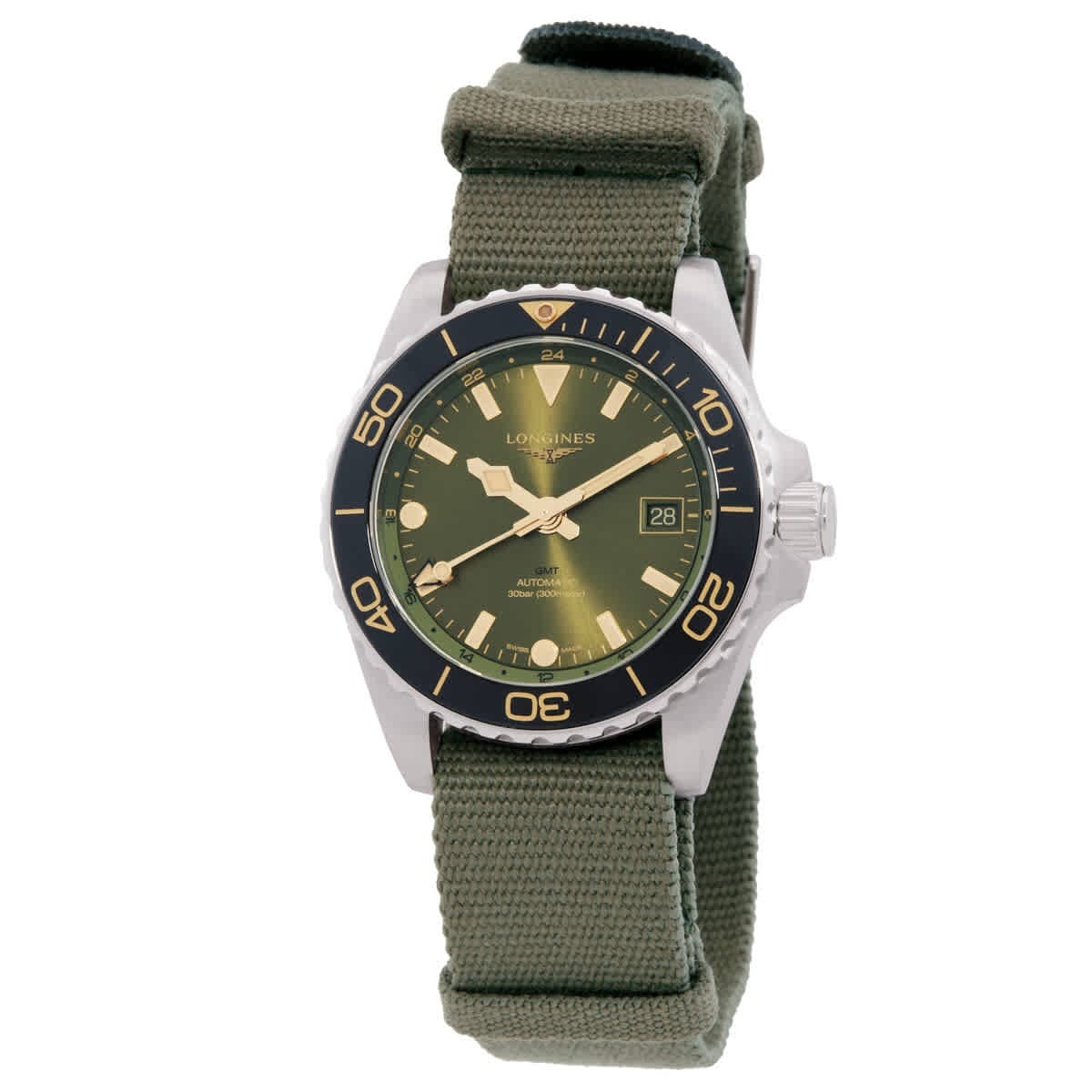 Longines Hydroconquest GMT Automatic Green Dial Men's Watch L3.790.4.06.2