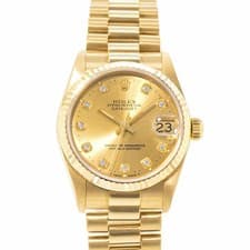 Rolex Datejust 31 68278 Champagne Factory Diamond Yellow Gold Ladies Watch 1993