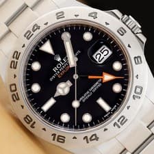 2016 CARD ROLEX 216570 42MM GMT DATE EXPLORER II BLACK DIAL STEEL WATCH