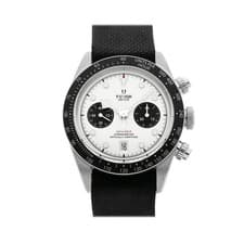 Tudor Black Bay Chrono Steel Auto 41mm White Dial Black Strap Watch 79360N