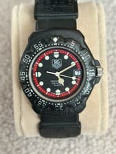Vintage 1990s TAG HEUER FORMULA1 3 83.513/1 Qz Black Round 35 mm Mens Watch
