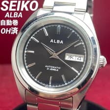 SEIKO ALBA Automatic Watch 7S26 Mechanical Model Black Dial Stainless Steel