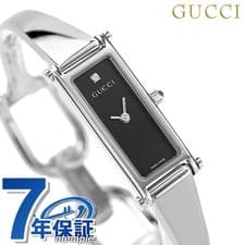 Gucci Women's Bangle Watch YA015555 Black Silver Diamond 1500 Used