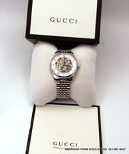 Gucci Timeless 126.3 Skeleton Watch 40mm AUTOMATIC Men's S/Steel w/ Box