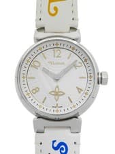 LOUIS VUITTON Tambour New Wave Quartz Watch QA092Z 33mm Silver Dial