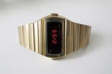 Men's rolled gold 1974 Hamilton QED digital Time computer QUARTZ LED retro watch