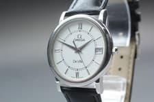 Vintage 1990s OMEGA De Ville Prestige Roman White Dial Quartz Men's [Near Mint]