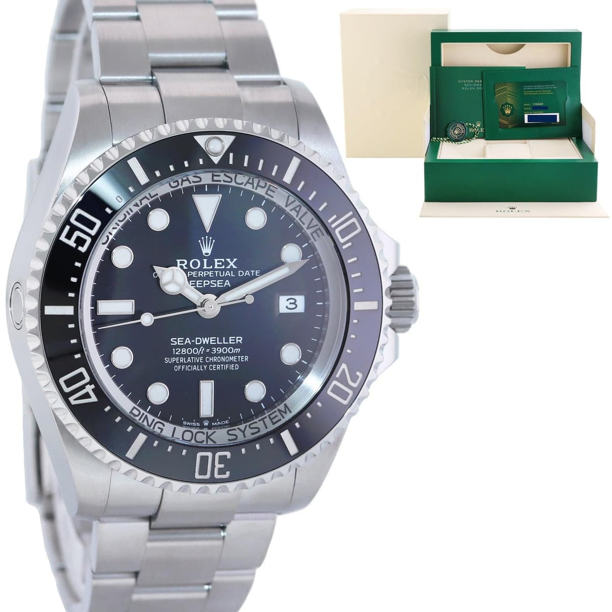 2024 NEW PAPERS 136660 Rolex Sea-Dweller Deepsea Black Ceramic 44mm Watch Box