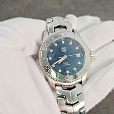 TAG Heuer Link WJ111A Men's 39mm Quartz Diamond Markers Blue Diver Date Watch