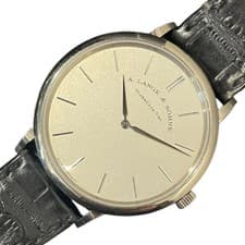 A.LANGE&SOHNE Saxonia Flach 211.027 18K White Gold/Leather Belt Mens #OK240
