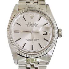 Rolex Datejust 1603 Mens Stainless Steel Silver Stick Dial Jubilee Band Watch
