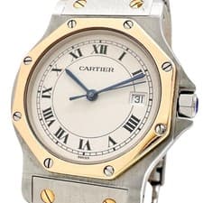 CARTIER 187902 Santos Octagon Watch Stainless Steel/K18YG Yellow GQuartz Beige D