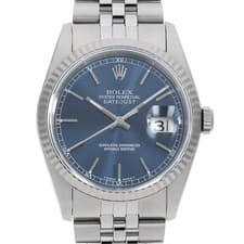 ROLEX Datejust 16234 blue bar X Number second hand mens