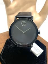 Movado Men's Watch 3601123 Bold Evolution Swiss Quartz Black Dial Leather Band