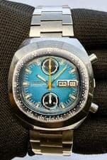 1974 August CITIZEN 67-9054 8110 Monaco Blue Dial Automatic Flyback Chronograph