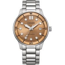 Citizen Men’s Watch Salmon Automatic Stainless Steel Brown Dial