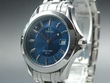 N MINT Omega Seamaster Cal.1538 196.1501 Blue Wave Dial Date Quartz Men's Watch