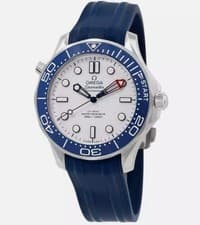 Omega Seamaster Diver 42mm White Dial Blue Rubber Strap 210.32.42.20.04.002