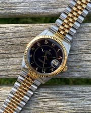 1988 Rolex 16013 Datejust 36mm Blue Boiler Gauge Dial 18K Gold & Steel 2 Tone
