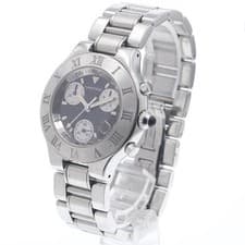 CARTIER CHRONOSCAFF W10172T2 38mm SS Black Dial Quartz Chronograph Date #C493