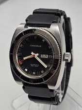 Vintage Bulova Caravelle Devil Diver 666 Watch Automatic Runs Day Date 60s/70s