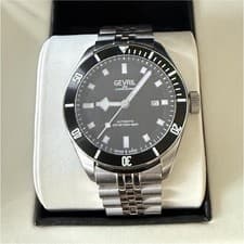 Gevril Yorkville Men's Automatic Diver Watch Black Dial Steel 200m w/ Box/Links