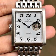 Rare Solvil et Titus Two Faces 17J Square White Dial Black Number Index Watch