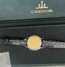 SEIKO Credor 8J81-6A30 Gold Dial Quartz Men's Watch Unused Vintage From JAPAN